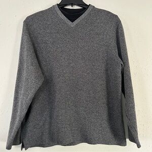 Haggar Men’s Black Grey V-Neck Sweater Casual Formal Spring Comfy Medium